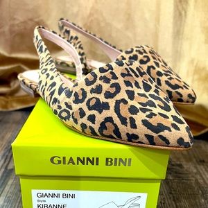 Gianna Bini Leopard Print Sling Backs